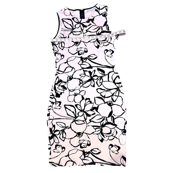 Olivia Matthews Pink Dress Women's Small Black Floral Print Sleeveless Sheath - Picture 5 of 7